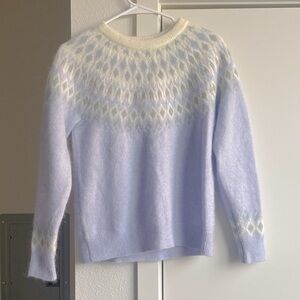 Trenery Lavender Fair Isle Crewneck Mohair Wool blend Sweater size XS old money